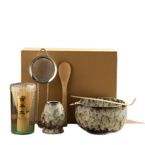日式抹茶茶具套裝窰變色釉抹茶碗帶嘴茶筅立禮品盒