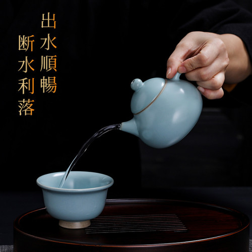 尋汝陳全貴大師汝窰茶壺泡茶單壺陶瓷汝瓷開片天青色功夫茶具高檔
