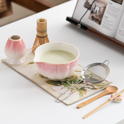 櫻花粉抹茶碗9件套竹茶刷攪拌器打抹茶工具立宋代點茶器禮盒套裝