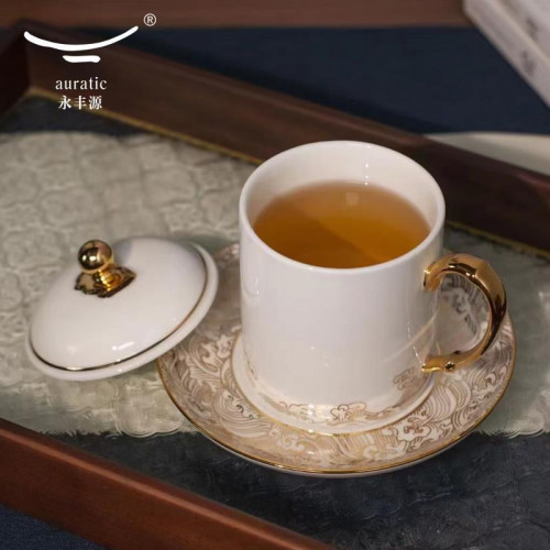 永豐源 先生瓷海上明珠350ml陶瓷茶杯水杯蓋杯辦公杯家用輕奢禮品