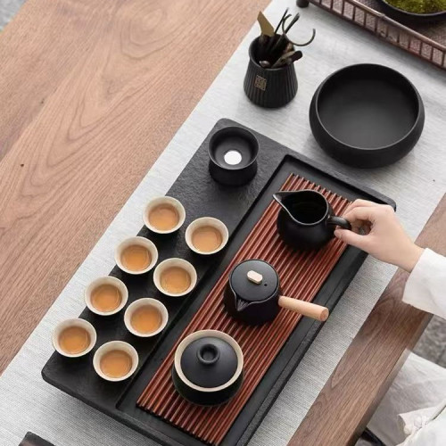 召柳豪華陶瓷煮茶壺茶杯功夫茶具提梁壺全套戶外客廳套裝禮盒裝伴