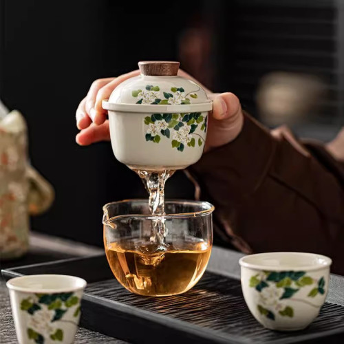 草木灰國風旅行茶具套裝戶外泡茶可攜式收納快客杯高顔值創意茶具