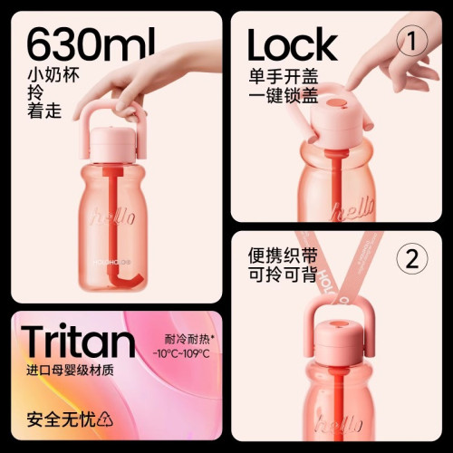 HOLOHOLO小奶杯夏季高顔值塑膠杯透明吸管杯學生時尚可攜式戶外新款
