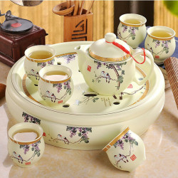 茶具套裝 家用現代簡約景德鎮中式陶瓷功夫雙層茶杯茶壺茶盤