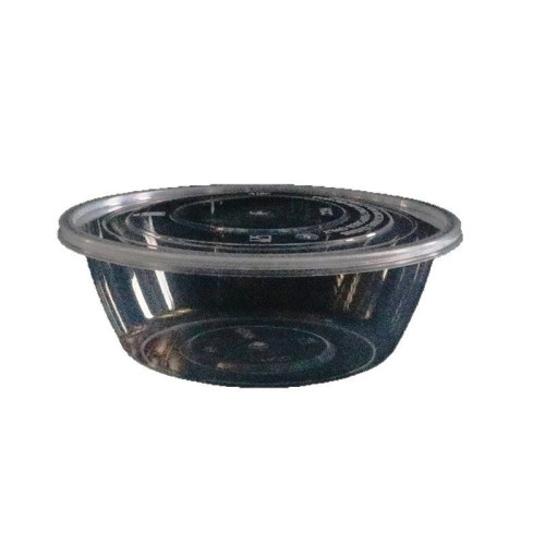 一次性餐盒750ml打包盒帶蓋圓形商用食品級1000外賣加厚湯碗