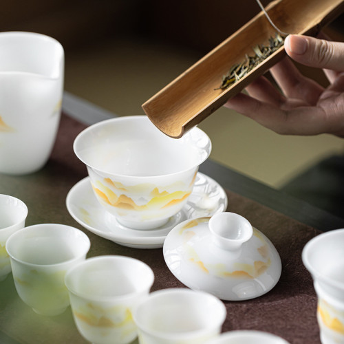 冰種功夫茶具套裝家用高檔陶瓷蓋碗茶杯一整套泡茶茶具全套禮盒裝