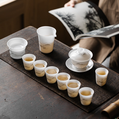 冰種功夫茶具套裝家用高檔陶瓷蓋碗茶杯一整套泡茶茶具全套禮盒裝