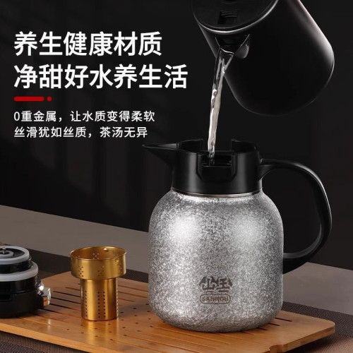 覆鈦鈦杯高級家用大容量保溫杯商務茶水分離顯溫燜茶壺禮盒辦公批