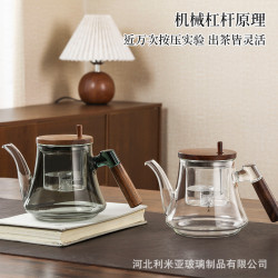 飄逸杯泡茶壺全玻璃內膽胡桃木加厚茶水分離過濾泡茶飄逸杯高檔次