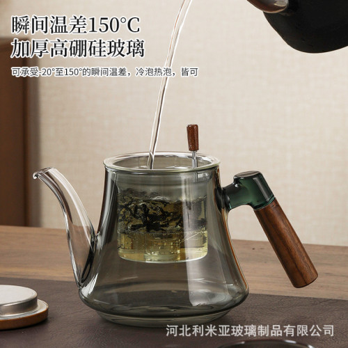 飄逸杯泡茶壺全玻璃內膽胡桃木加厚茶水分離過濾泡茶飄逸杯高檔次