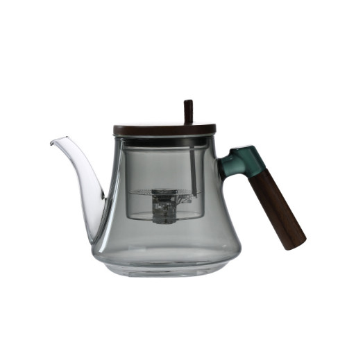 飄逸杯泡茶壺全玻璃內膽胡桃木加厚茶水分離過濾泡茶飄逸杯高檔次