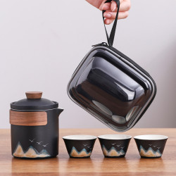 國潮文創萬裡山河一壺三杯旅行茶具可攜式快客杯商務伴手禮品