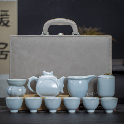 汝窰哥窰茶具套裝家用整套禮盒現代陶瓷茶杯茶壺泡茶伴手禮