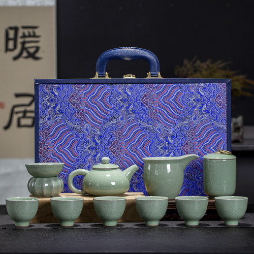 汝窰哥窰茶具套裝家用整套禮盒現代陶瓷茶杯茶壺泡茶伴手禮