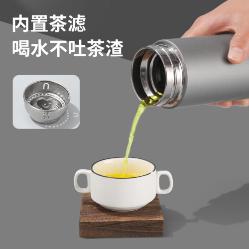 純鈦保溫杯茶水分離直身水杯車用燜茶杯泡茶杯鈦杯禮盒套裝