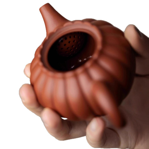 宜興紫砂南瓜壺手工泡茶壺家用功夫茶具套組硃泥茶壺純手工壺單壺