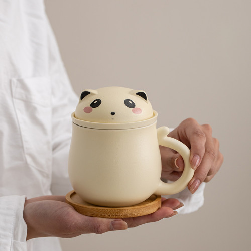 馬克杯帶蓋茶水分離泡茶杯 高顔值陶瓷家用杯子商務禮品