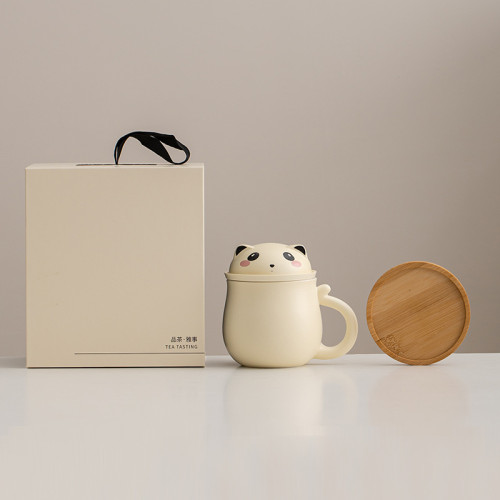 馬克杯帶蓋茶水分離泡茶杯 高顔值陶瓷家用杯子商務禮品