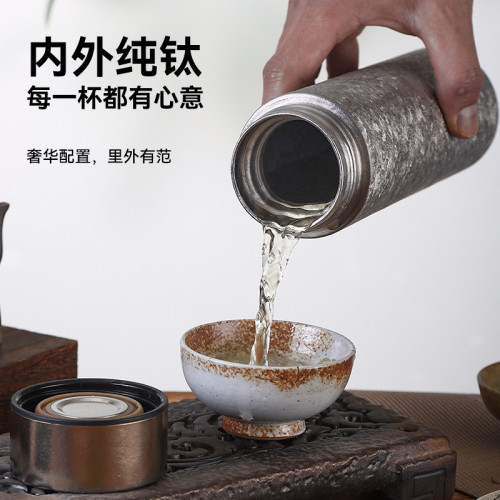 純鈦保溫杯高顔值大容量男女可攜式雙層真空燜茶杯高級商務禮品