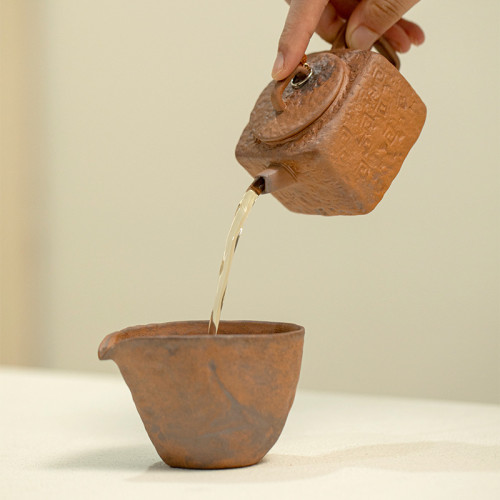 老巖泥茶壺復古粗陶敦煌泡茶器球孔過濾家用高檔功夫茶具陶瓷小壺