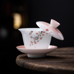 冰種手繪釉下彩三才蓋碗單個帶蓋家用中式泡茶器茶杯功夫茶具