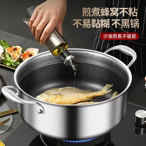 316不鏽鋼蜂窩湯鍋不沾鍋家用蒸煮燉鍋電磁爐瓦斯爐煲湯鍋火鍋