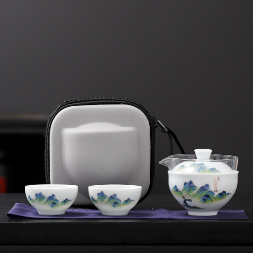 影青可攜式快客杯戶外旅行功夫茶具套裝整套陶瓷商務小禮品伴手禮