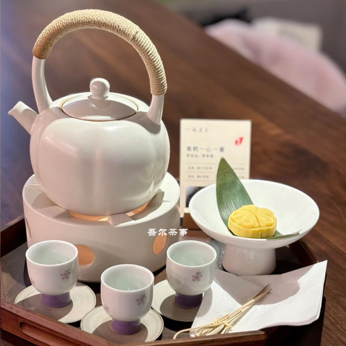 茶館茶室陶瓷圍爐煮茶壺家用電陶爐明火燒水壺提梁壺泡茶蘇打釉