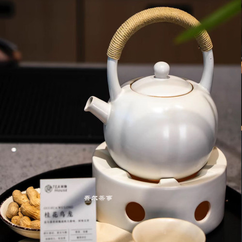 茶館茶室陶瓷圍爐煮茶壺家用電陶爐明火燒水壺提梁壺泡茶蘇打釉