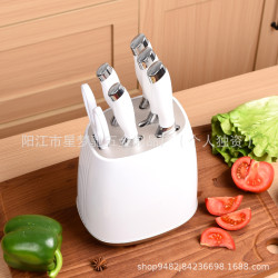 刀具套裝單鋼圈柄煲形座七件套菜刀廚師刀麵包刀水果刀具套裝