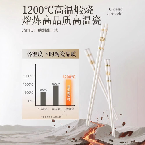 雙槍陶瓷筷子家用高檔5-10雙防滑耐高溫高級感輕奢陶瓷筷套裝