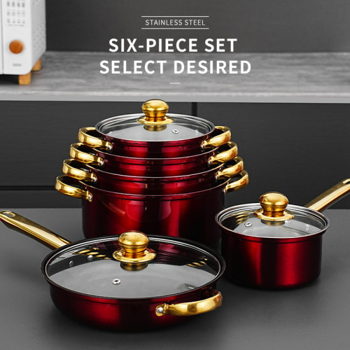 cookware set pots12件套彩色不鏽鋼套鍋不沾鍋鍍金鍋具套組