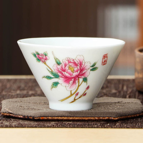 白瓷杯12花神與12生肖卡通品茗杯子個性禮品陶瓷玉盞功夫茶