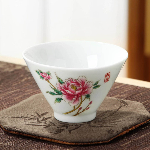白瓷杯12花神與12生肖卡通品茗杯子個性禮品陶瓷玉盞功夫茶