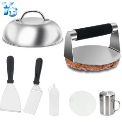 不鏽鋼燒烤工具套裝料理鏟燒烤鏟鍋蓋烹飪漢堡BBQ炊具套裝