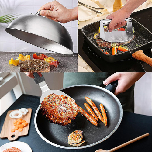 不鏽鋼燒烤工具套裝料理鏟燒烤鏟鍋蓋烹飪漢堡BBQ炊具套裝
