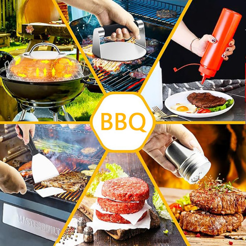 不鏽鋼燒烤工具套裝料理鏟燒烤鏟鍋蓋烹飪漢堡BBQ炊具套裝