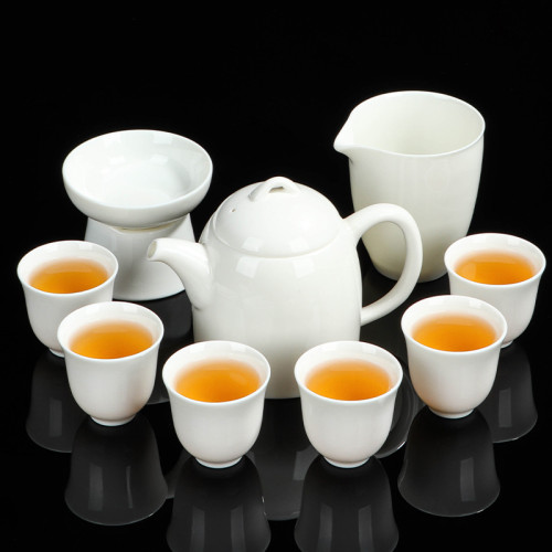 白瓷茶壺套裝羊脂玉西施壺整套茶具家用泡茶蓋碗茶杯可定