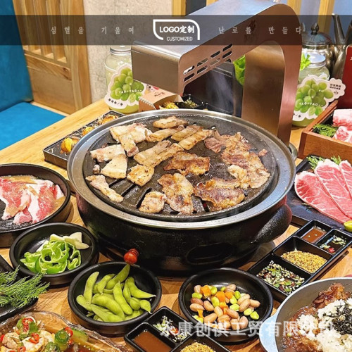 韓式鑄鐵烤肉爐日式無煙烤爐商用圓形家用木炭碳火戶外烤肉上排菸