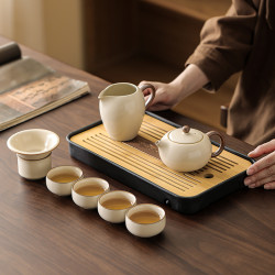 2025新款汝窰功夫茶具套裝陶瓷茶壺蓋碗茶杯茶盤輕奢高檔家用喝茶