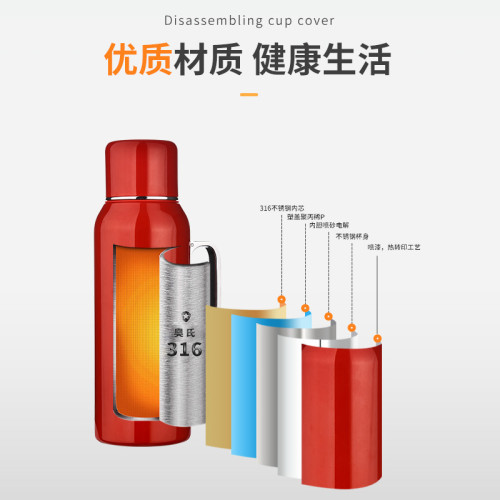 大容量雙蓋保溫杯316不鏽鋼保溫壺車用大容量機械顯溫茶水分離杯
