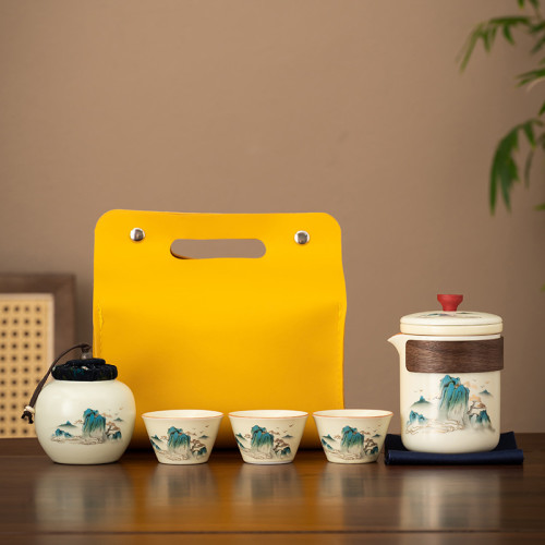 戶外可攜式快客杯陶瓷旅行茶具出差露營功夫茶具泡茶套裝禮品