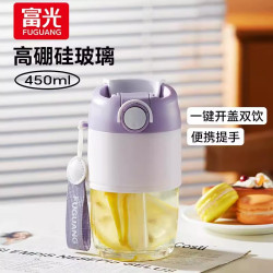富光泡花茶玻璃杯女生士吸管高顔值辦公室新款可攜式喝水咖啡大杯子