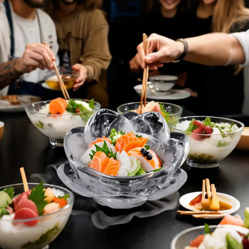 三信 蓮花刺身冰碗矽膠模具DIY日料立體食品級冰模冰塊刺身碗磨具