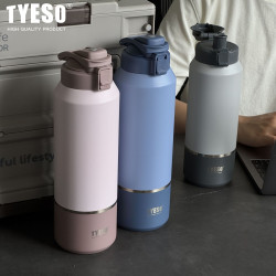 TYESO泰碩大容量不鏽鋼運動保溫杯簡約戶外款手提可攜式直飲保溫壺
