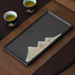 輕奢長方形乾泡盤茶盤陶瓷托盤陶瓷功夫茶具儲水式泡茶套裝伴手禮