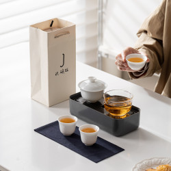德化白瓷戶外可攜式旅行茶具套裝陶瓷功夫茶具中秋活動伴手禮品