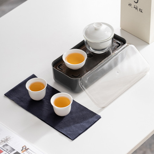 德化白瓷戶外可攜式旅行茶具套裝陶瓷功夫茶具中秋活動伴手禮品