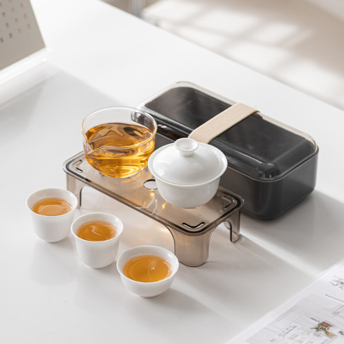 德化白瓷戶外可攜式旅行茶具套裝陶瓷功夫茶具中秋活動伴手禮品