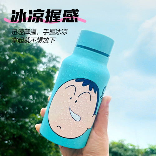 夏季新款蠟筆小新卡通時尚漸變保溫杯創意遇冷變色不鏽鋼杯子